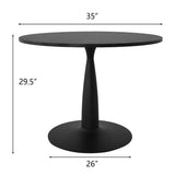 New Haven Modern 35" Black Round Dining Table