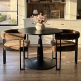 New Haven & Mia 35" Black Round Dining Table Set for 2 (3-Piece)