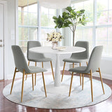 New Haven & Oslo 35" White Round Dining Table Set for 4 (5-Piece)