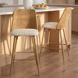 Nice 27" Rattan Upholstered Counter Stool (Set of 2)