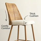 Nice 27" Modern Rattan Upholstered Counter Stool (Set of 4)
