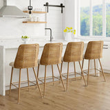 Nice 27" Modern Rattan Upholstered Counter Stool (Set of 4)