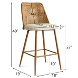 Nice 27" Rattan Upholstered Counter Stool (Set of 2)