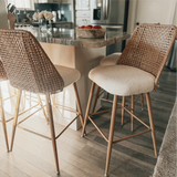 Nice 27" Rattan Upholstered Counter Stool (Set of 2)