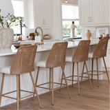 Nice 27" Rattan Upholstered Counter Stool (Set of 2)
