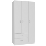 Tuhome Austral Three-Door Armoire with Double Door Hanging Cabinet, Full-Height Shelving Section, Two Spacious Storage Drawers, Modern Multi-Compartment Wardrobe for Organized Bedrooms and Versatile Home Storage
