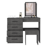 TUHOME Kaia Makeup Vanity with Four Drawers, Mirror and Included Stool, Spacious Beauty Station for Cosmetics, Daily Routine Organization and Elegant Bedroom or Dressing Area Storage