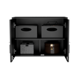 Tuhome Wall Mounted Storage Cabinet with Double Door, Three Interior Shelves, Lockable Design for Office, Garage, Laundry or Utility Room Organization, Modern Space-Saving Wall Cabinet for Secure and Practical Storage