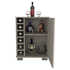 Denver Bar Cart, Six Wine Cubbies, Two Shelves