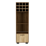TUHOME Marsella Corner Bar Cabinet, Home Bar Furniture with Eight Built-In Wine Rack, Cup Rack, Drawer Storage and Two Side Shelves, Space-Saving Corner Cabinet for Modern Entertainment Areas