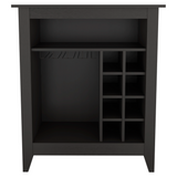 Essential Bar Cabinet with Open Display Shelf, Built-In Wine Rack Cubbies, Smooth-Glide Storage Drawer and Spacious Top Surface for Elegant Home Entertaining, Beverage Organization and Modern Bar.