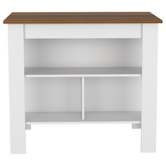 Delos Kitchen Island, Four Legs, Three Shelves