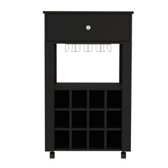 Margh Bar Cart, Twelve Wine Cubbies, One Open Shelf