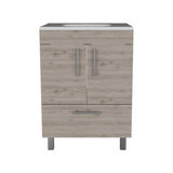 Tuhome Velloc Single Bathroom Vanity with Double Door Cabinet, Spacious Lower Drawer, Ergonomic Compact Design, Superior Top Surface and Moisture-Resistant Construction, Modern White Vanity for Organized Bathrooms