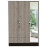 Bolton 120 Mirrored Armoire, Double Door Cabinet, Two Drawers, Single Door With Mirror, Rods