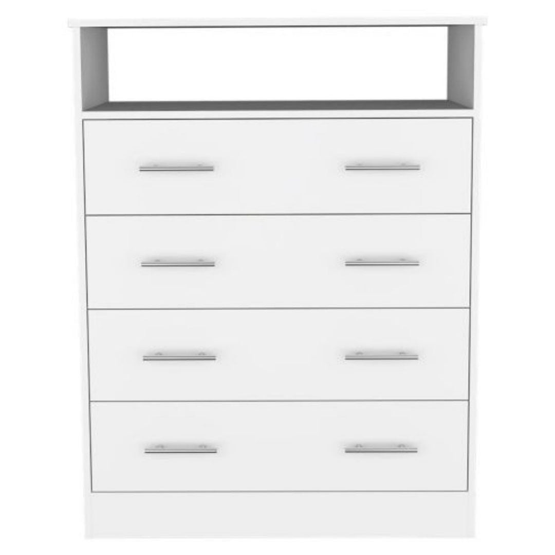 Sanna Four Drawer Dresser, One Open Shelf