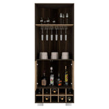Tuhome Fraktal Corner Bar Cabinet with Ten Built-In Wine Rack Compartments, Two Spacious Display Shelves, Double Door Storage Cabinet and Cup Rack, Space-Saving Freestanding Bar for Home Entertainment