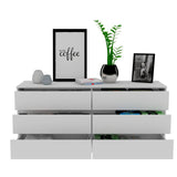 Asteria 6 Drawer Double Dresser, Metal Handles