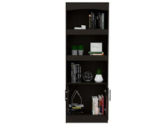 Dozza Bookcase, Three Shelves, Double Door Cabinet, Metal Hardware