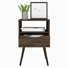 Otom Nightstand , Superior Top, Open Shelf, Single Drawer, Four Legs