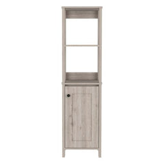 New Haven Linen Single Door Cabinet, Two Interior Shelves, Two Open Shelves