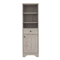 Norwalk Linen Single Door Cabinet, Three External Shelves, One Drawer, Two Interior Shelves