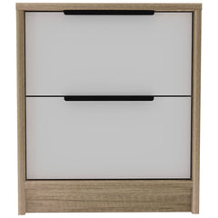 Fontana Nightstand, Two Drawers, Metal Handle