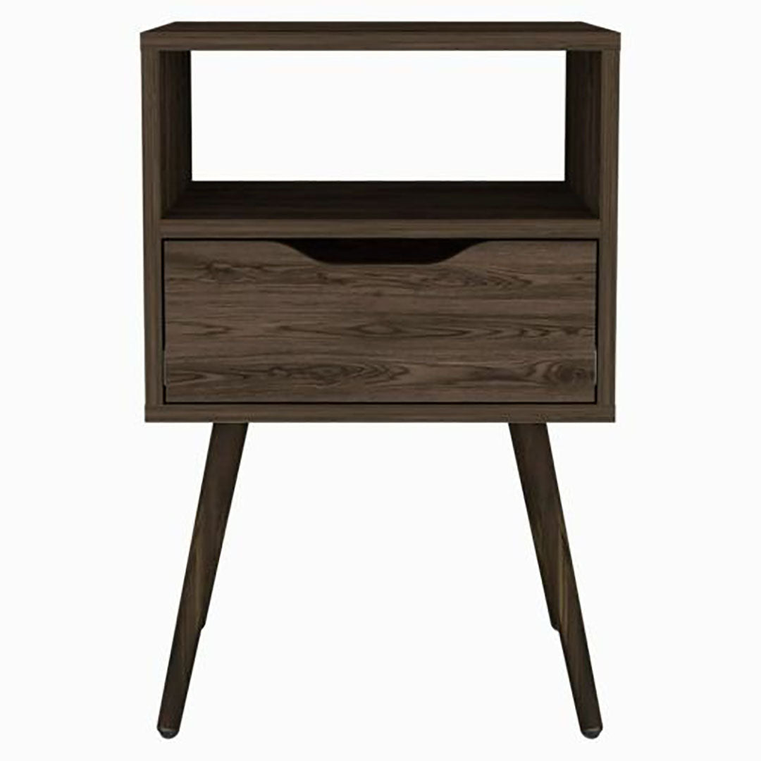 Otom Nightstand , Superior Top, Open Shelf, Single Drawer, Four Legs