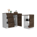 Grecia Kitchen Base Cabinet with Spacious Countertop, Three Storage Drawers, Flexible Interior Cabinet with Shelves and Modern Space-Saving Design for Organizing Cookware, Utensils and Everyday Kitchen Essentials