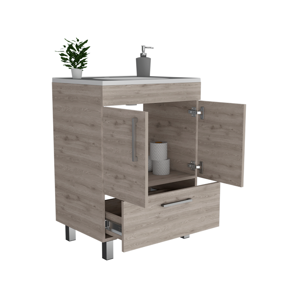 Essential Single Bathroom Vanity, One Draw, Double Door Cabinet