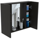 Tuhome Artemisa Medicine Cabinet with Integrated Mirror, Six Interior Storage Shelves, Secure Double-Door Design, Space-Saving Wall Cabinet for Organized Bathrooms and Daily Essentials.