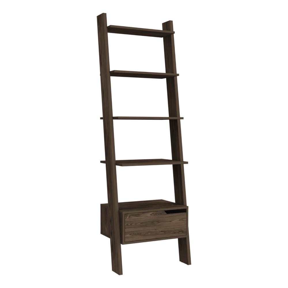 Kobe Ladder Bookcase, One Drawer, Five Open Shelves