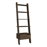 Oslo Ladder Bookcase with Five Spacious Open Shelves, Single Storage Drawer, Four-Leg Modern Frame and Decorative Display Design for Organizing Books, Showcasing Décor and Enhancing Contemporary Living or Office Spaces