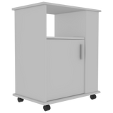 Kitchen Service Cart, Three Side  Shelves, Two Interior Shelves, Single Door Cabinet