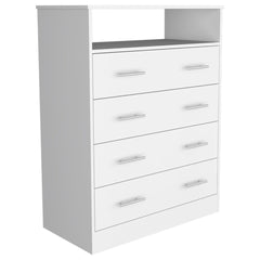 Sanna Four Drawer Dresser, One Open Shelf