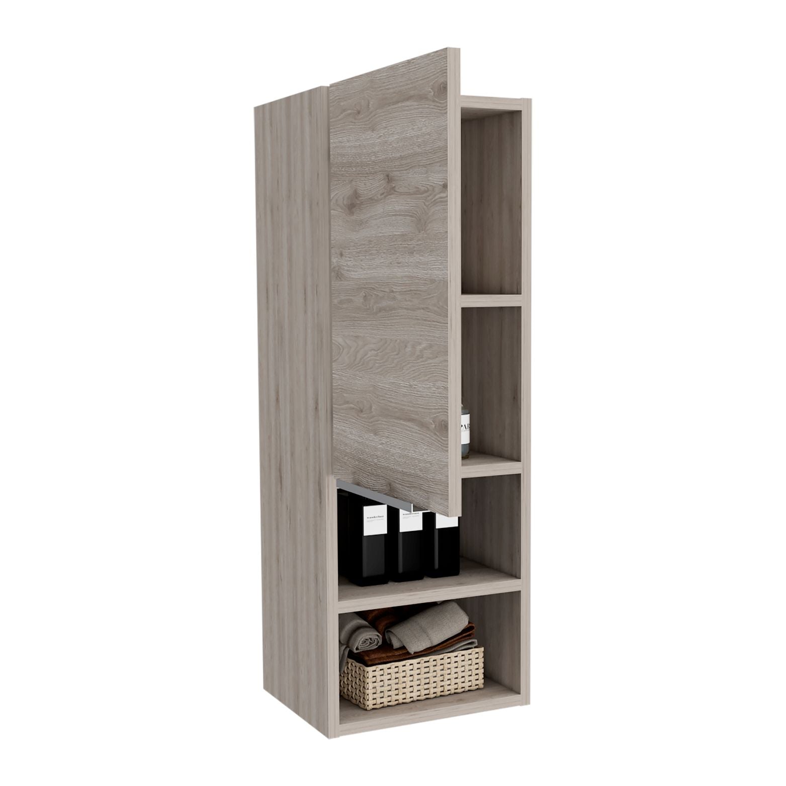 Jasper Bathroom Single Door Cabinet, Two Open Shelves, Two Interior