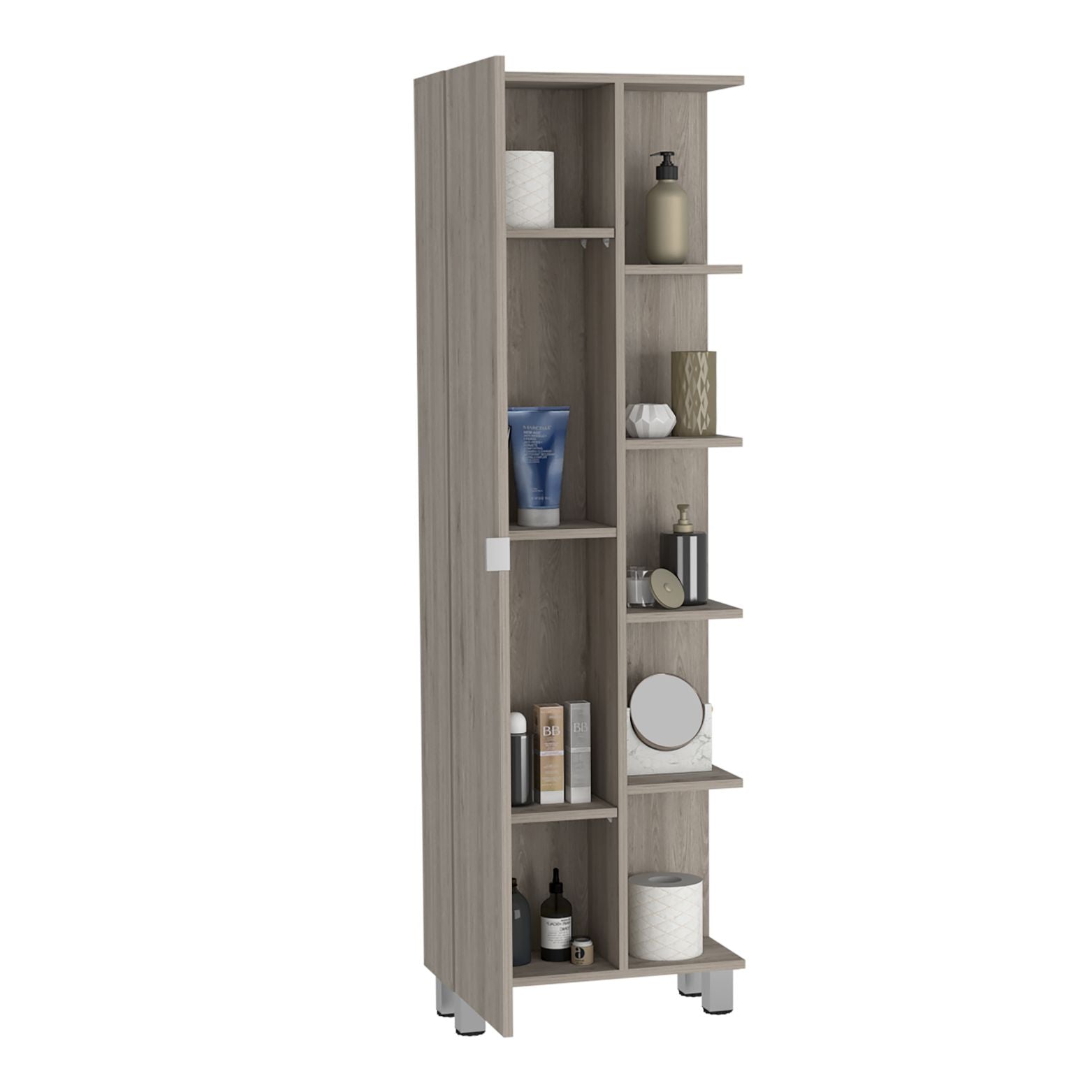 Venus Linen Single Door Cabinet, Five External Shelves, Four Interior Shelves