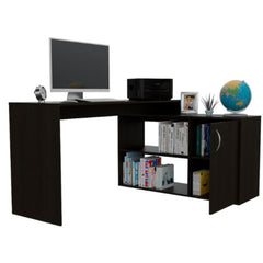 Rossi L-Shaped Desk, Two Interior Shelves, Single Door Cabinet, Two Open Shelves