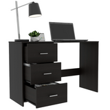 Tuhome Three-Drawer Writing Desk with Compact Design, Sturdy Construction, Sleek Modern Style, Ideal for Home Office, Study Room, or Small Spaces