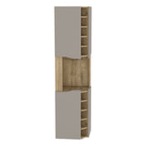 TUHOME Obregon Corner Bar Cabinet with Ten Built-In Wine Rack, Single Door Storage, Cup Rack and Vertical Shelving for Home Bar Organization and Modern Room Enhancement in Compact Corner Spaces