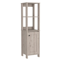 New Haven Linen Single Door Cabinet, Two Interior Shelves, Two Open Shelves