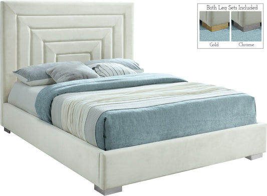 Nora Velvet Bed - Sumptuous Glamorous Design with Deep Channel Tufting and Customizable Legs