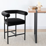 New York 24" Velvet Counter Stool with Arms (1-Piece)