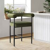 New York 24" Velvet Counter Stool with Arms (Set of 3)