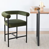 New York 24" Velvet Counter Stool with Arms (Set of 3)