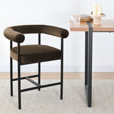 New York 24" Velvet Counter Stool with Arms (Set of 3)