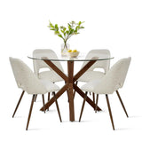Oliver & Edwin 39" Modern Round Glass Top Dining Table Set for 4 (5-Piece)