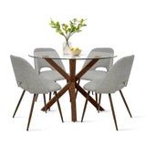 Oliver & Edwin 39" Modern Round Glass Top Dining Table Set for 4 (5-Piece)