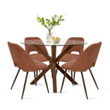 Oliver & Edwin 39" Modern Round Glass Top Dining Table Set for 4 (5-Piece)