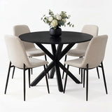 Oliver & Oslo 39" Black Round Dining Table Set for 4 (5-Piece)